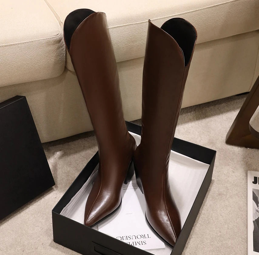 Modern Chic Stylish Trendy Comfortable Fashion Pointed Toe Knee High Boots