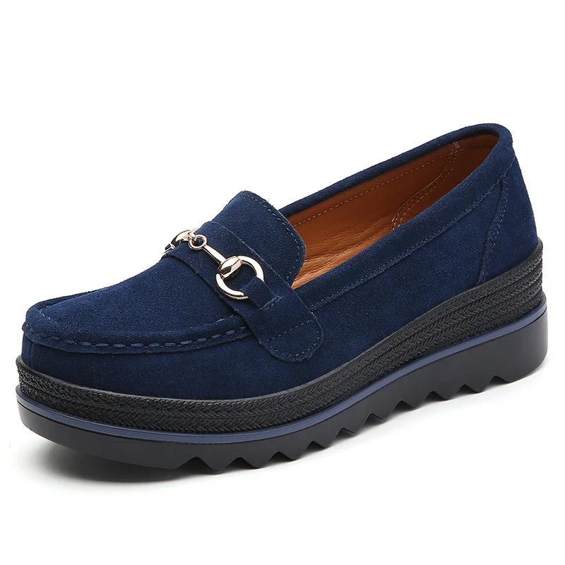 High Quality Comfort Metal Buckle Light Wedge Platform Casual Mother Loafers