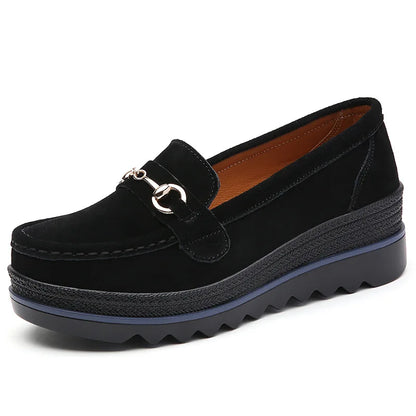 High Quality Comfort Metal Buckle Light Wedge Platform Casual Mother Loafers