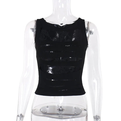 Mall Goth Hollow Out Streetwear Harajuku Mesh See Through Coquette Emo Crop Top