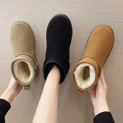 2024 NEW Snow Boots Women's Short Tube Thickened Cotton Shoes Non-slip Winter New Shoes Student Women's Shoes Black Boots