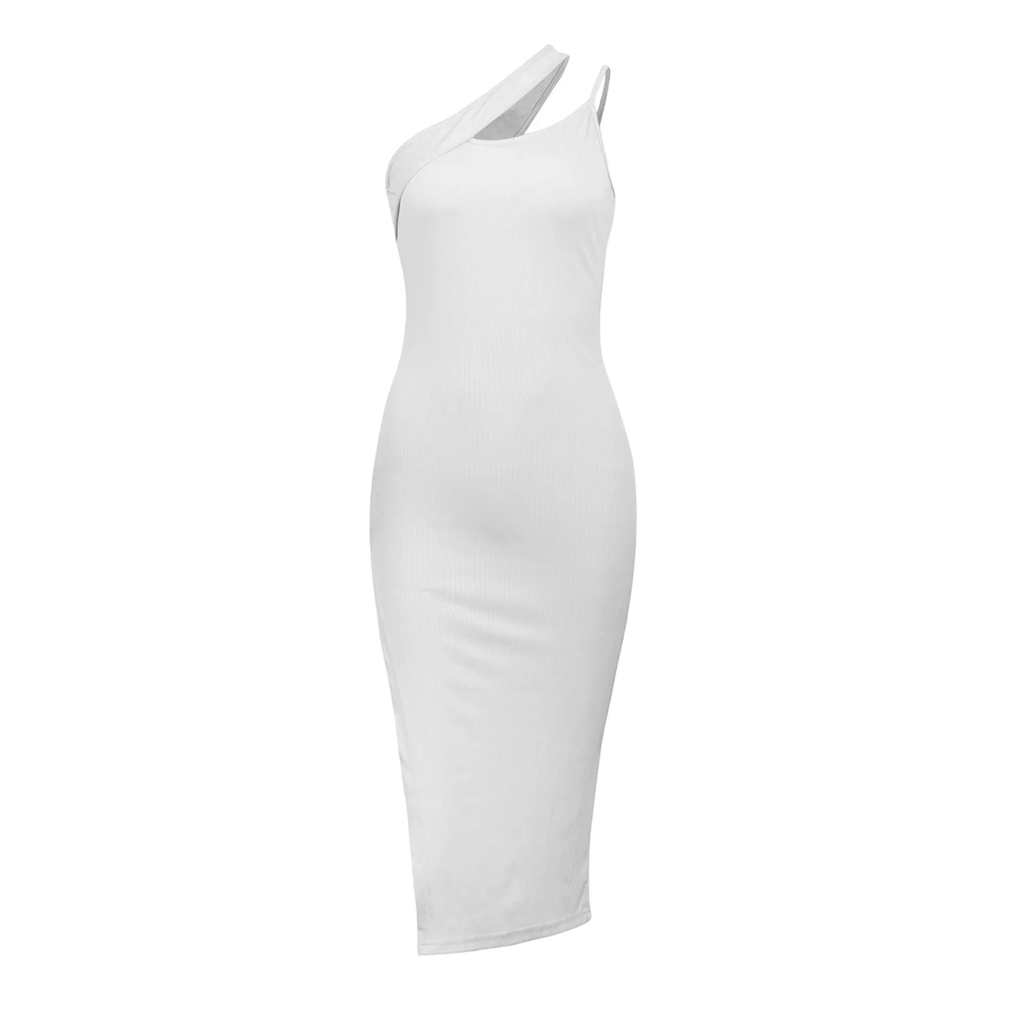 New Slit Oblique Slimming Elegant Casual Y2K Midi Dresses