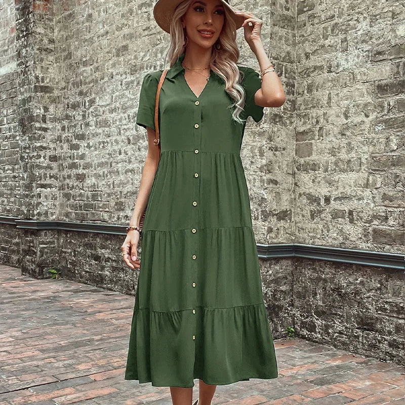 Summer Hepburn French Maxi Casual Party Club Midi Dresses