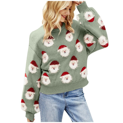 Winter Warm Christmas Knitted Long Sleeve Santa Claus Sweater