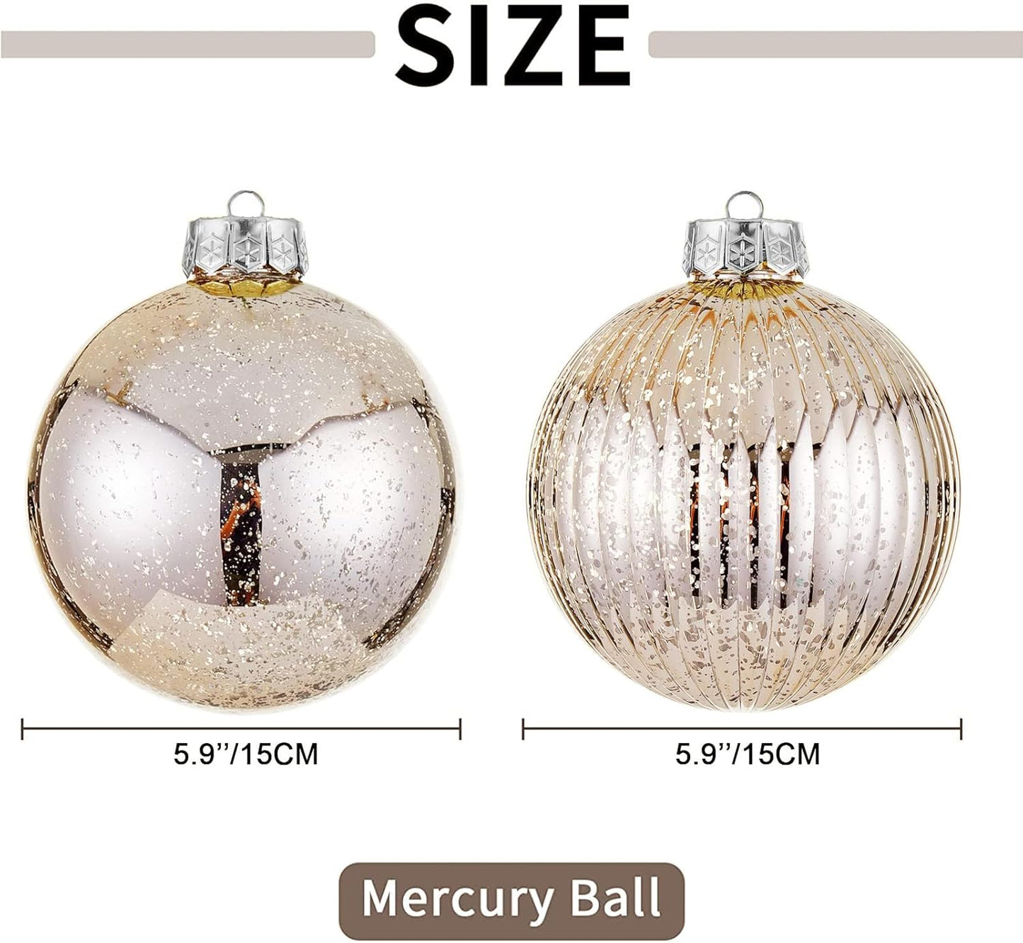 Oversized Shatterproof Plastic Christmas Ball Ornaments - Set of 2 in Champagne Color