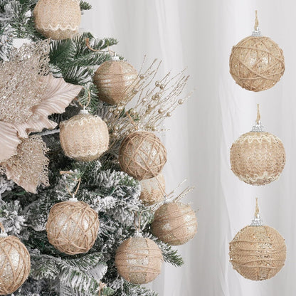 Large Shatterproof Clear Glitter Plastic Christmas Ball Ornaments - Flaxen