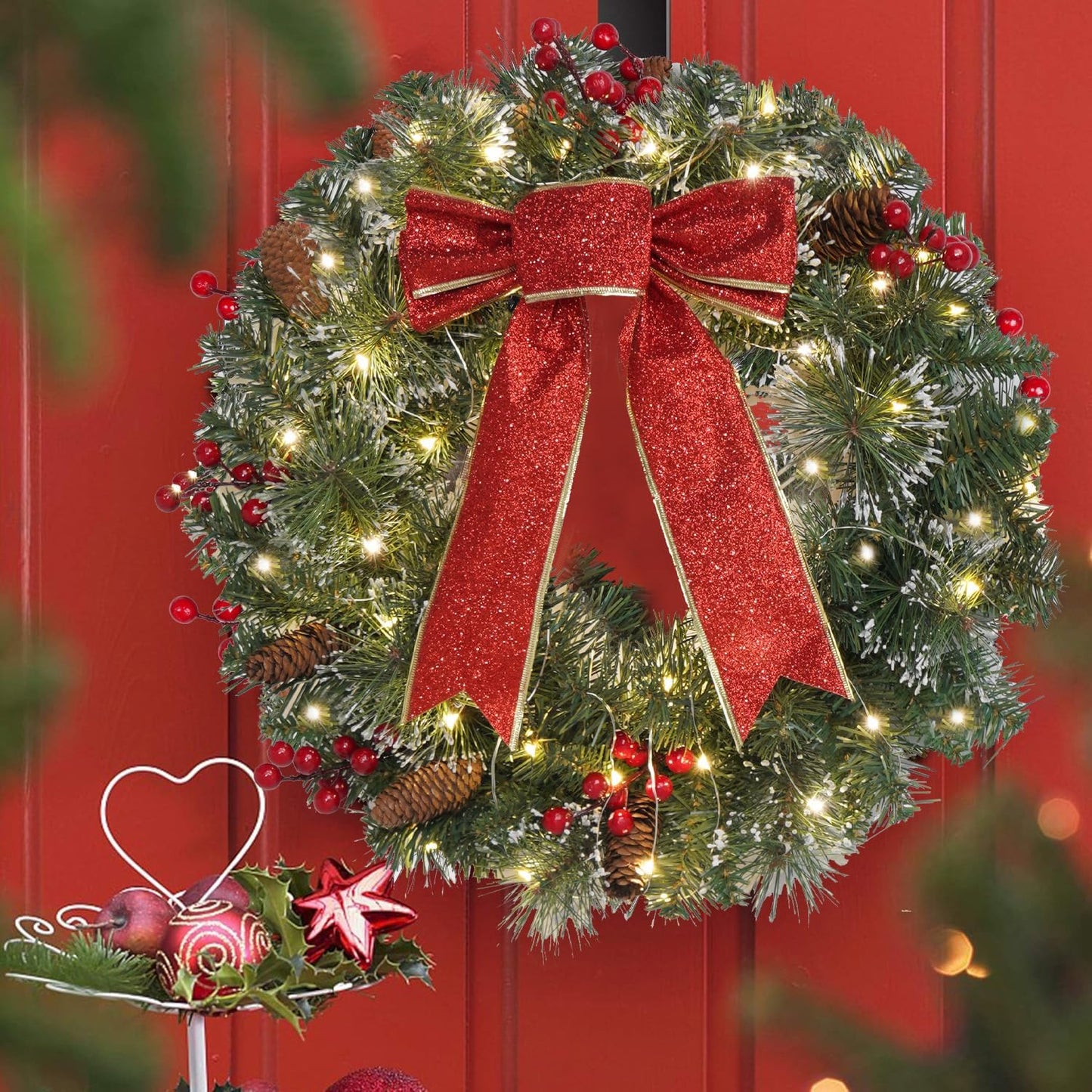 Christmas Door Wreath - 16-Inch Winter Decoration