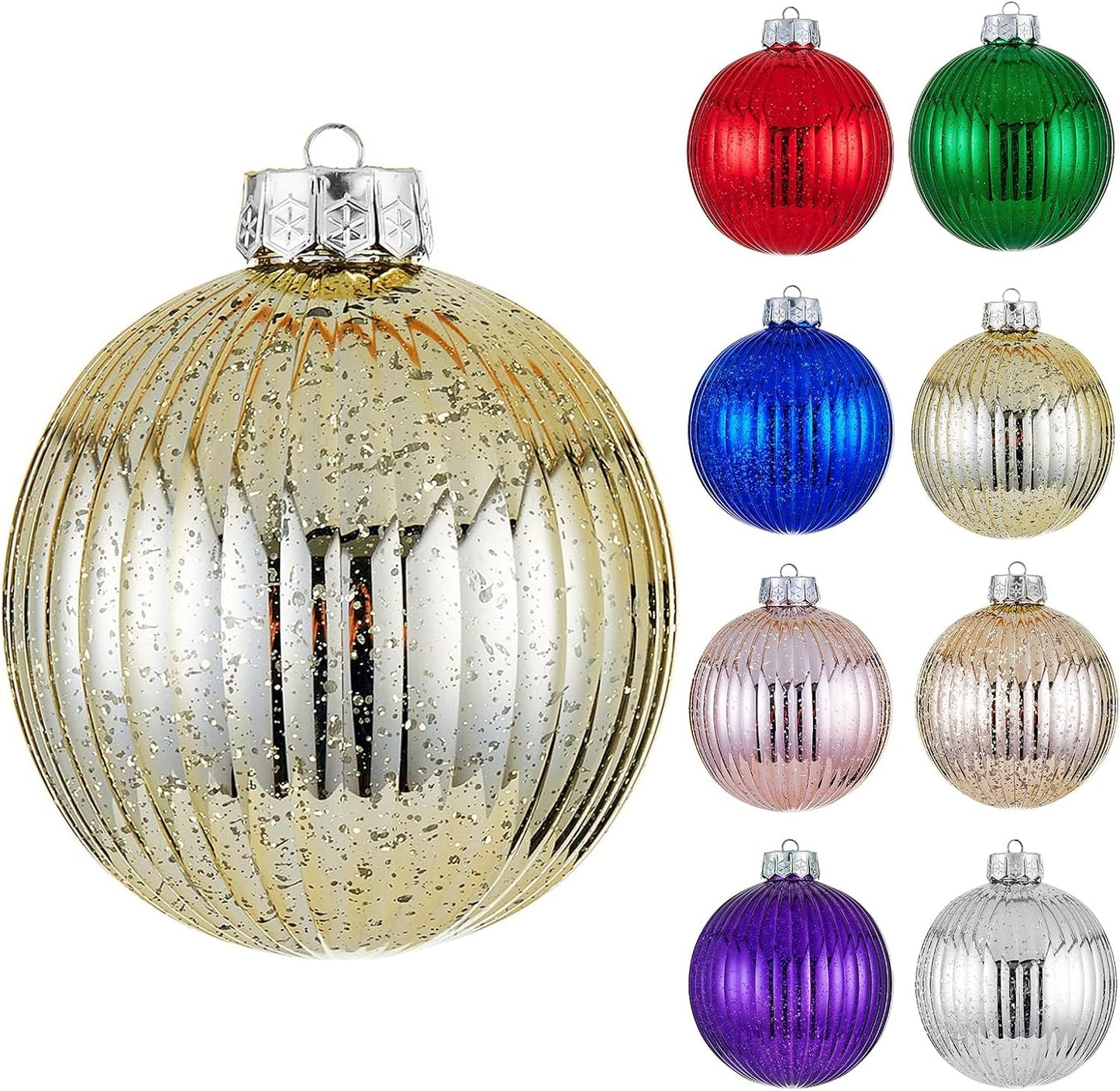 Oversized Shatterproof Plastic Christmas Ball Ornaments - Set of 2 in Champagne Color