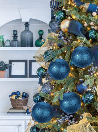 Blue Christmas Ball Ornaments - Set of 2