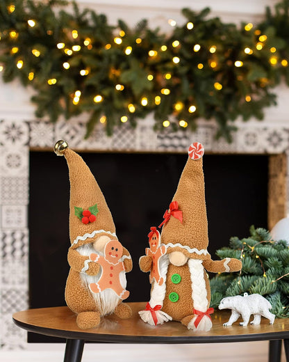 Gingerbread Man Gnomes Plush Doll Sets - Handmade Scandinavian Gnome Decor Kits