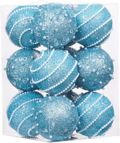 Champagne Christmas Ball Ornaments Set - 12pcs