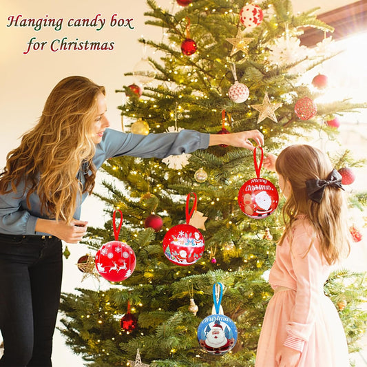 Christmas Candy Ball Box Hanging Decorations - 12 Pack