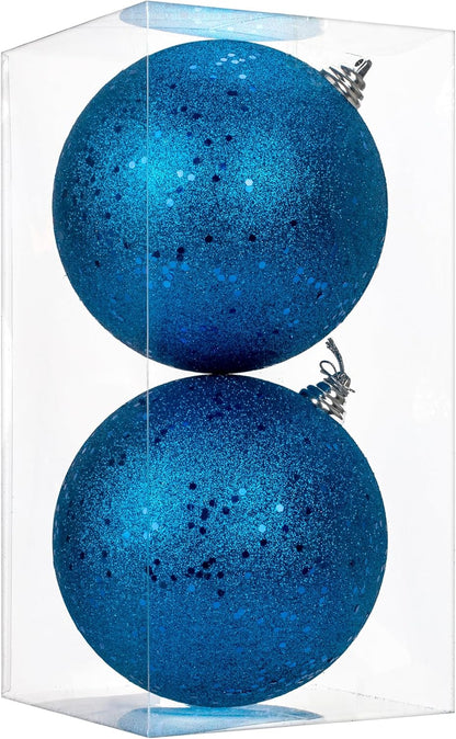 Blue Christmas Ball Ornaments - Set of 2