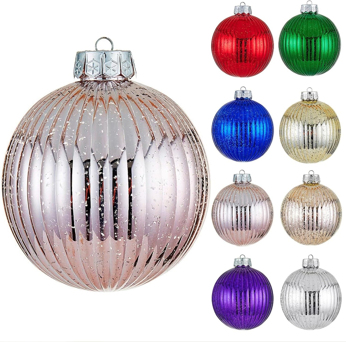 Oversized Shatterproof Plastic Christmas Ball Ornaments - Set of 2 in Champagne Color