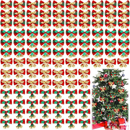 Set of 40 Christmas Mini Bows for Crafts