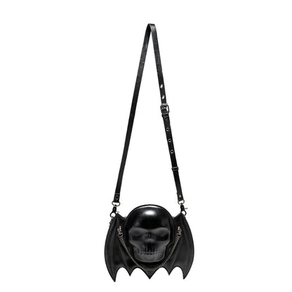 Alternative Fashion Skull Shaped Gothic Bat Wing Metal Chain Shoulder Bag