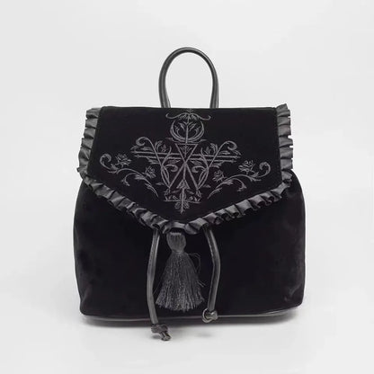 Witch Harajuku Magic Embroidery Velvet Gothic Punk Rock Backpack Bag