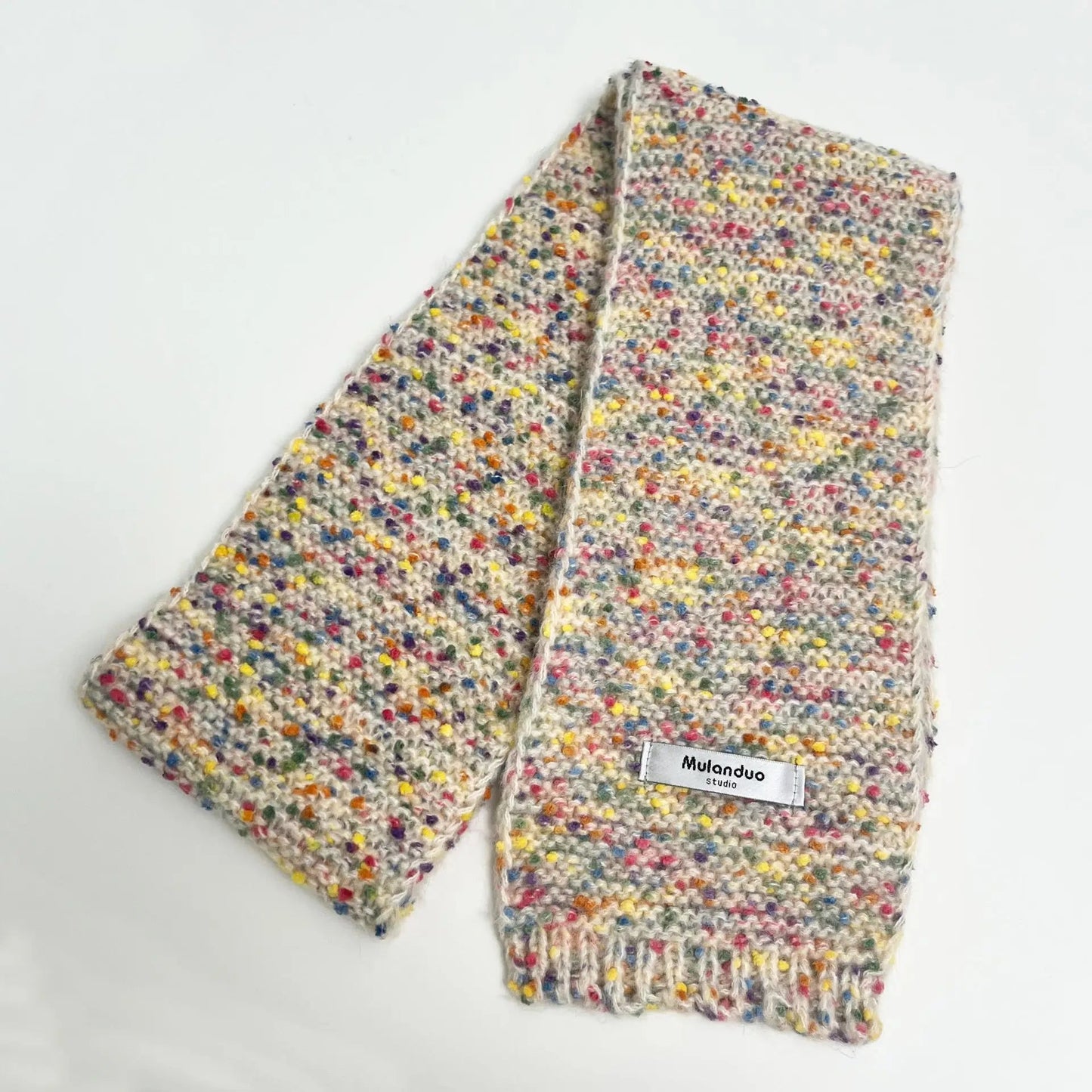 Warm Multi-Color Dot Acrylic Cashmere Small Scarf for Autumn Winter