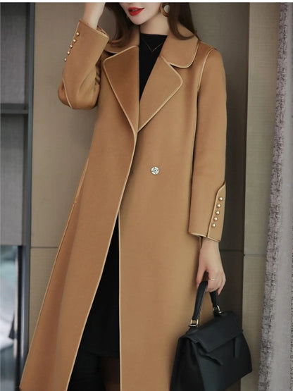 Fashion Wool Winter Solid Single Elegant Casual New Coat