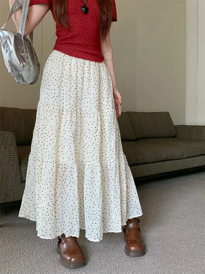 DressBetty - Vintage Polka Dot Sweet Girls Cake A-line Maxi Skirt