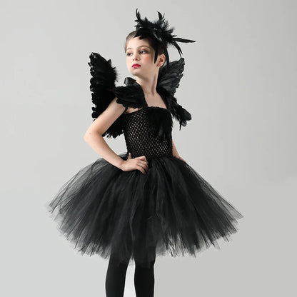 Swan Lake Ballerina Gothic Witch Dress Kid Costumes