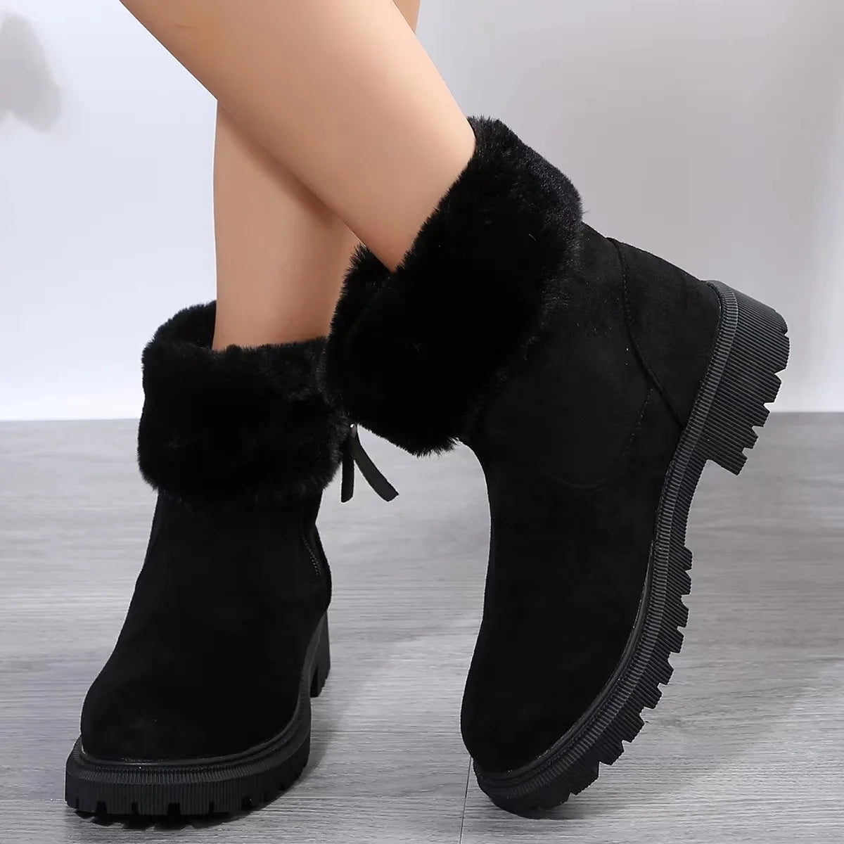 Thick Plush Faux Fur Non-slip Keep Warm Platform Ankle Snow Boot