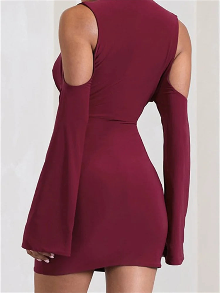 Elegant Front Ruched V-neck Mini Dresses