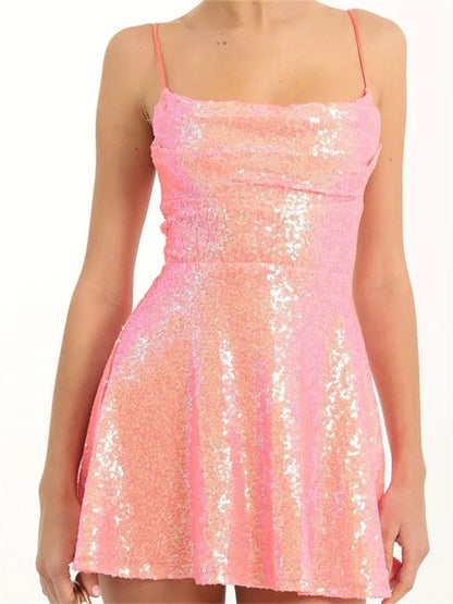 Sequined Sleeveless Sexy A-Line Mini Dresses