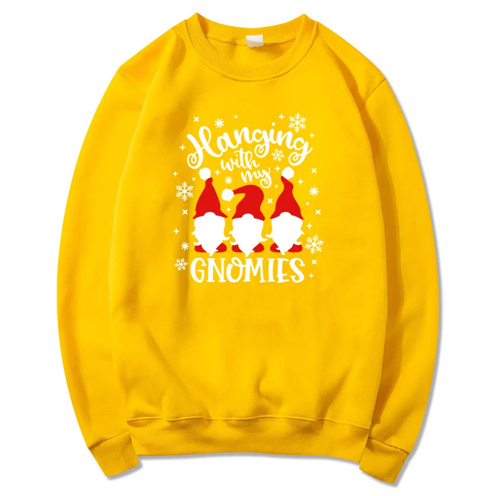 Christmas Gnomes Hanging Funny Santa Graphic Hoodie