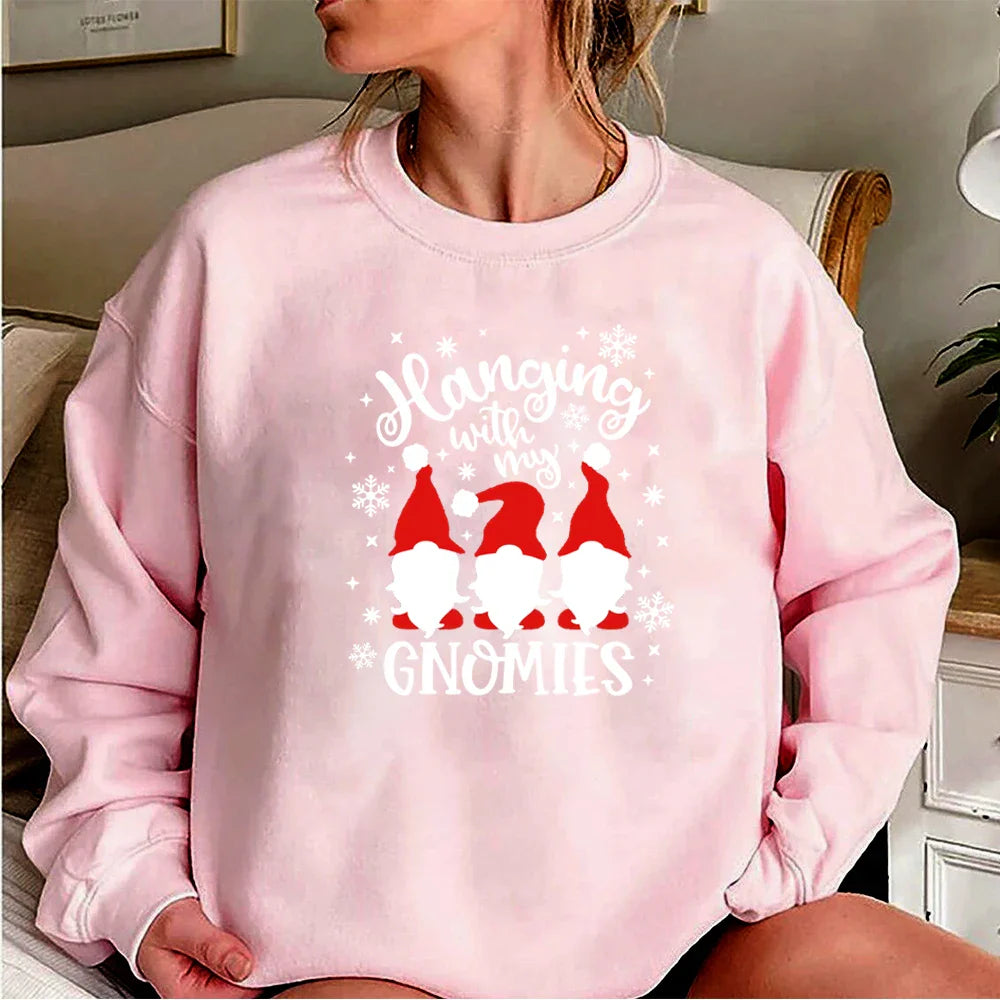 Christmas Gnomes Hanging Funny Santa Graphic Hoodie