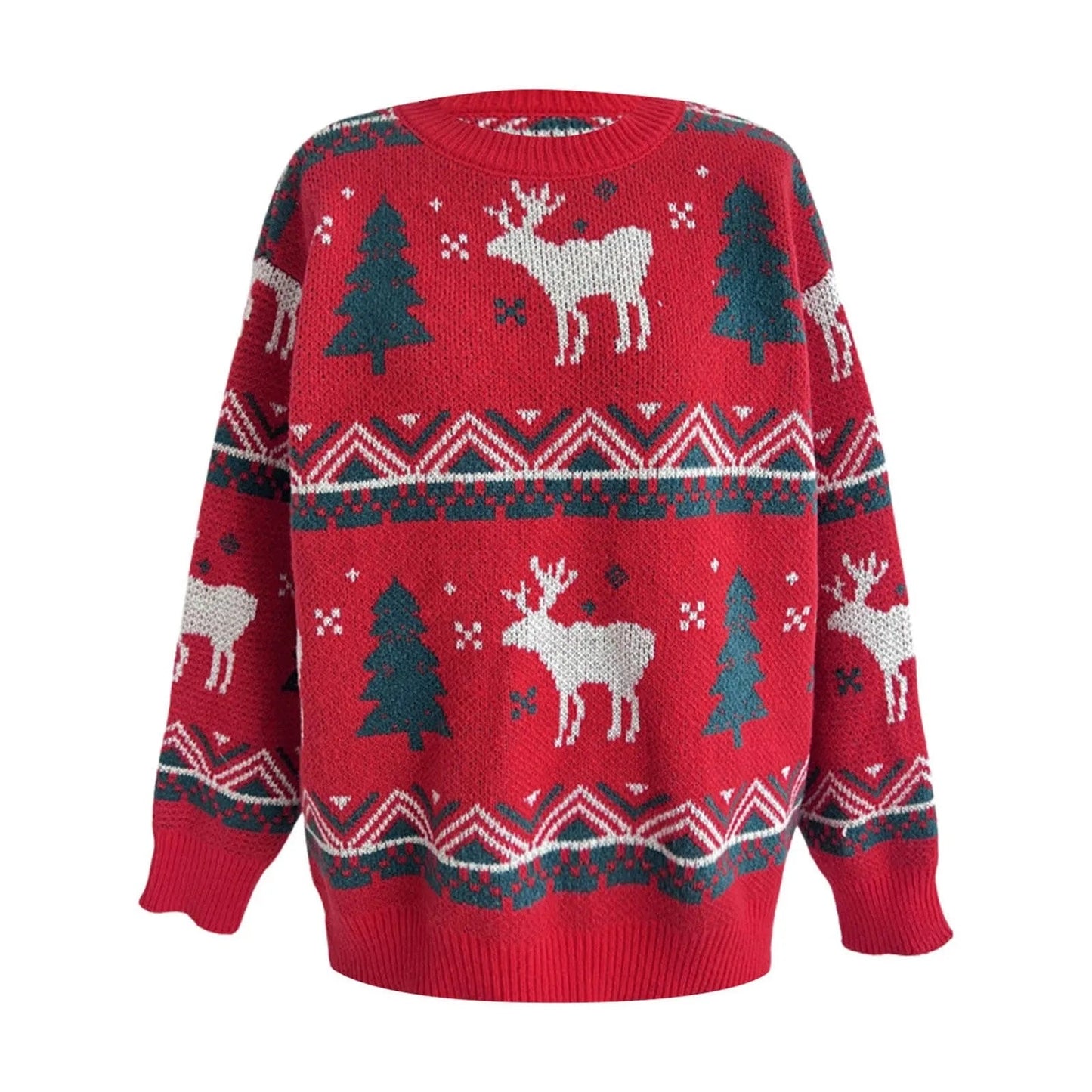 Red Winter Style Knitted Pullover Christmas Sweater