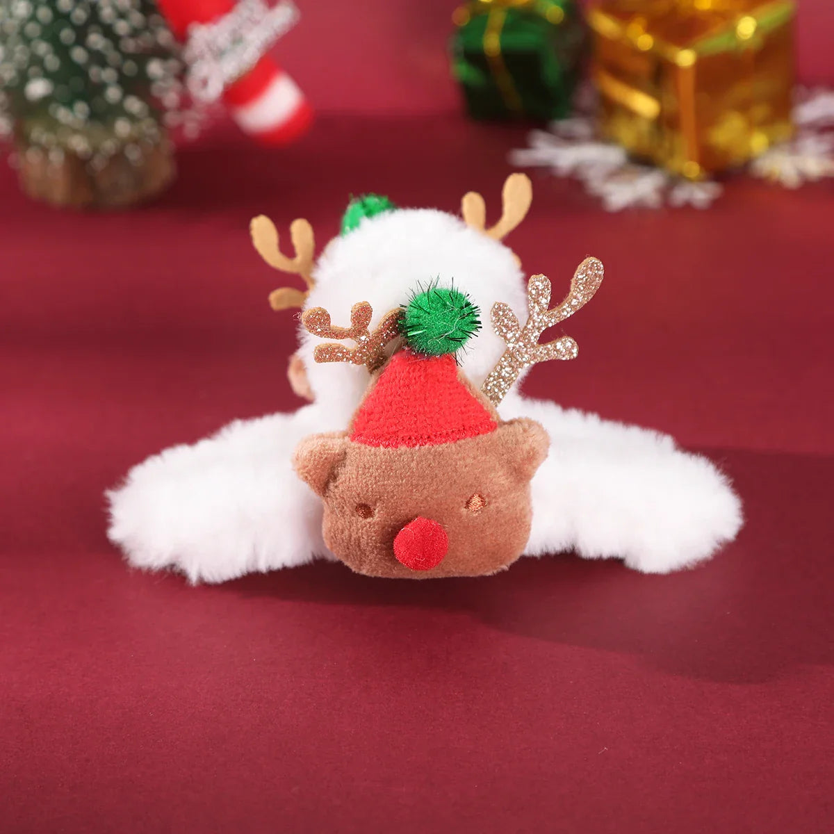 Snowman Plush Red Festive Christmas Ponytail Hair Accessory