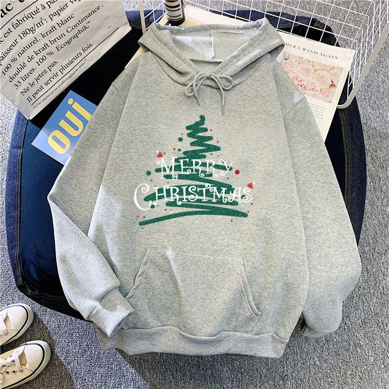 Christmas Hoodie for Women - Sporty Printed Casual Long Sleeve