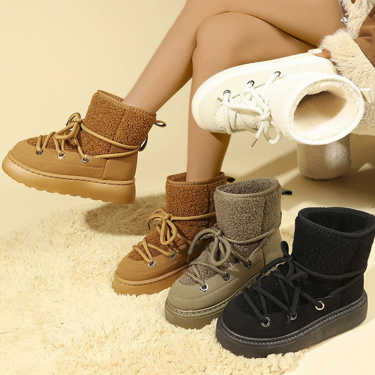 Cold-proof Lace Up Waterproof Anti-slip Fashion Short Snow Boot