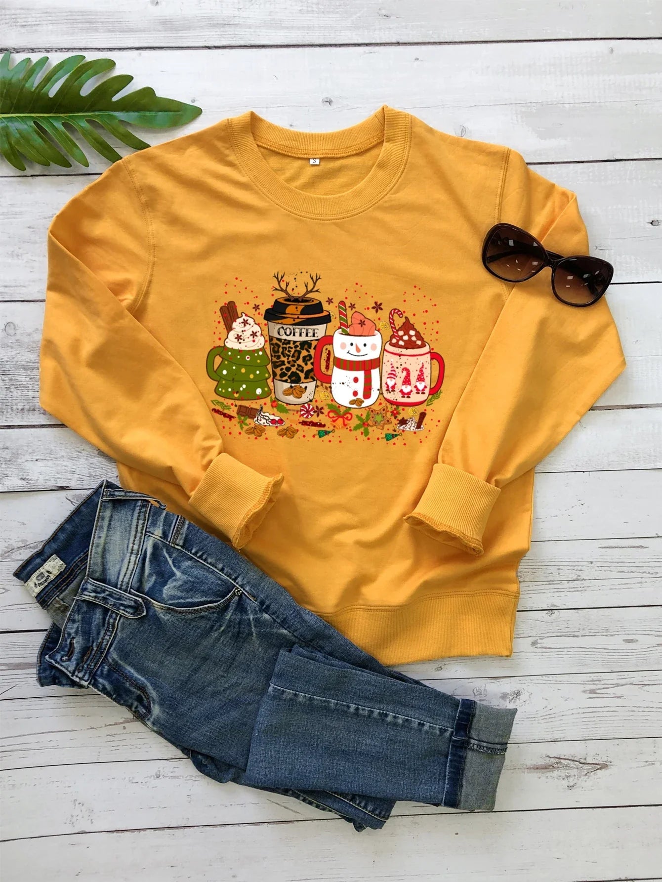 Colored Coffee Party Aesthetic Cotton Jumper Christmas Hoodie