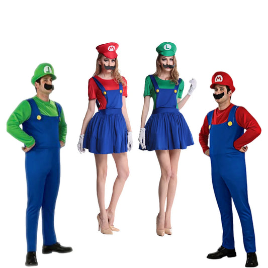 Men Luigi Deluxe Super Brothers Fancy Dress Cosplay Halloween Costume