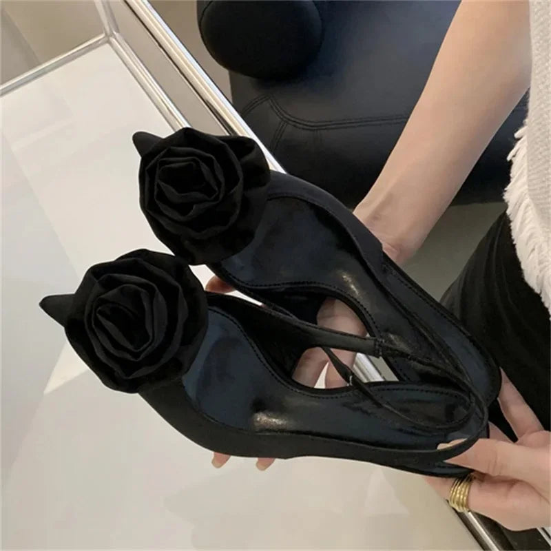 Satin Slingback Women Sexy Design Pointed Toe Thin Highs Banquet Wedding Mule Shoes Low Heel Pumps