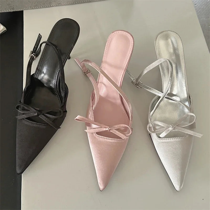 Spring Sexy Pointed Toe Buckle Strap Women Thin Highs Party Stripper Dance Mules Shoes Low Heel Pumps