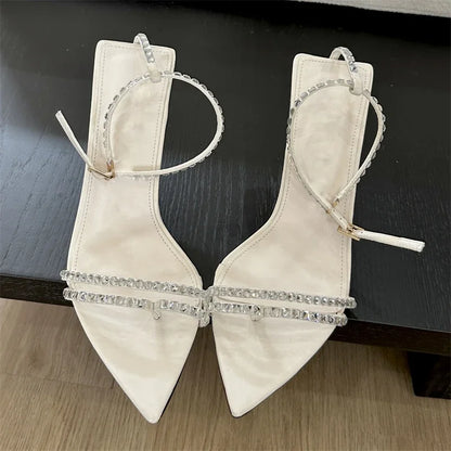 Summer Sexy Narrow Band Buckle Strap Women Pointed Toe Highs Banquet Party Shoes Low Heel Pumps