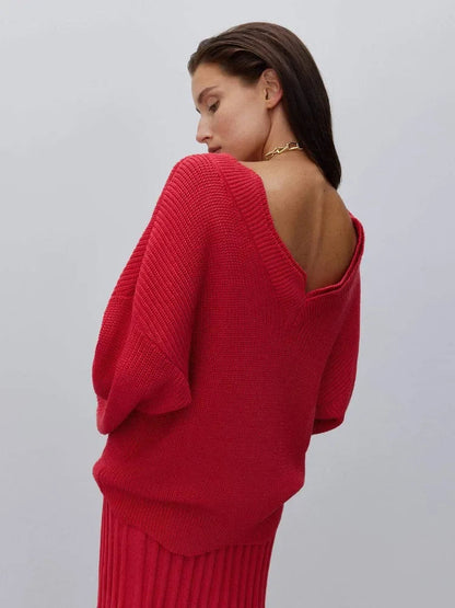 Backless Cut Out Long Sleeve Christmas Sweater