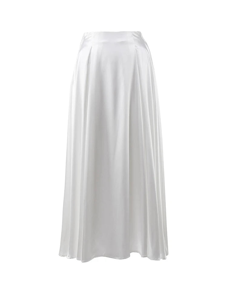 Elegant Satin Loose High Waist Classic Fashion Maxi Skirt