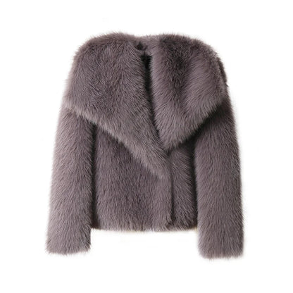 Fake Fox Fur Chic Ins Short Luxury Big Collar Cool Girls Fur Coat