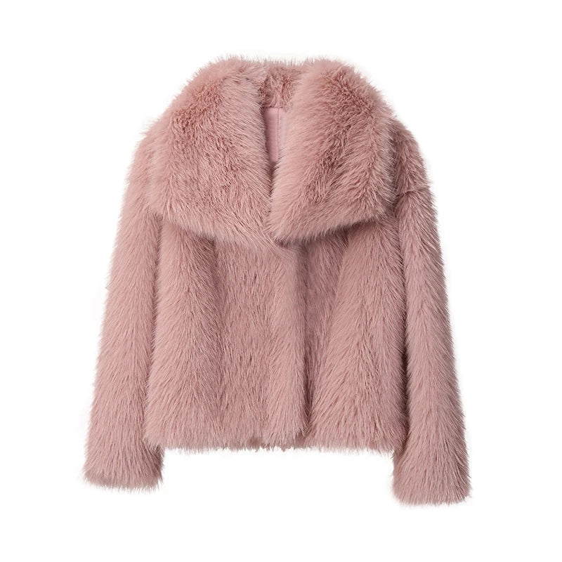 Fake Fox Fur Chic Ins Short Luxury Big Collar Cool Girls Fur Coat