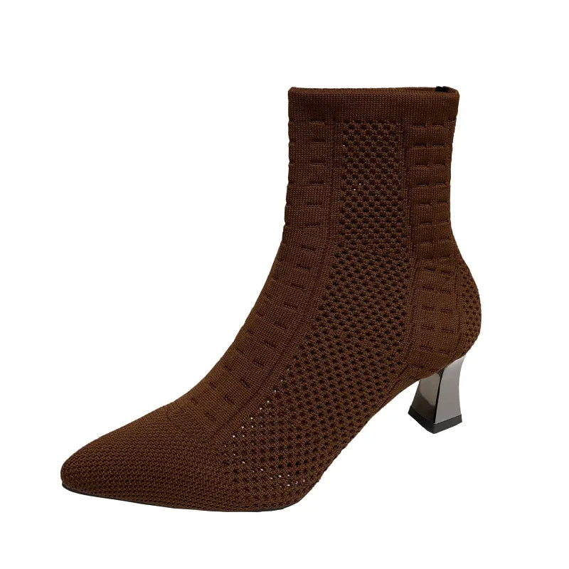 Fashionable Knitted Breathable Casual Versatile Stretch Plus Size Ankle Boot