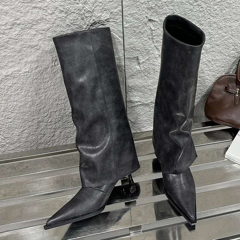 Trendy Fashionable Stylish Elegant Chic Comfortable Pointed Toe Knee High Boots