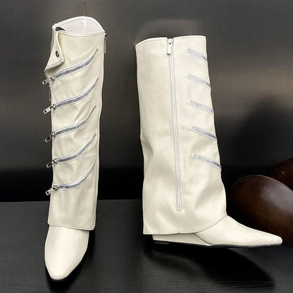 Elegant Trendy Stylish Comfortable Ankle Zipper Knee High Boots