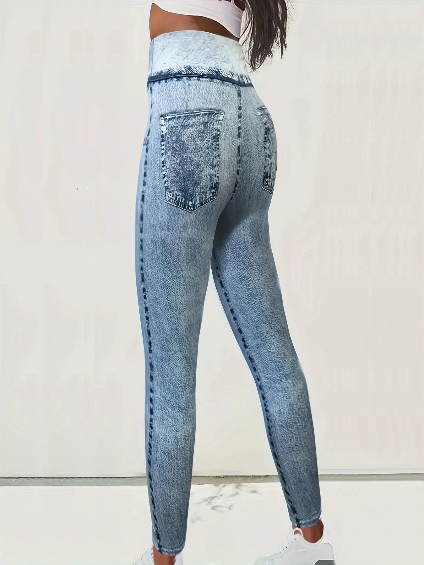 Fashionable Imitation Denim Tight-fitting Comfortable Casual Sport Leggings