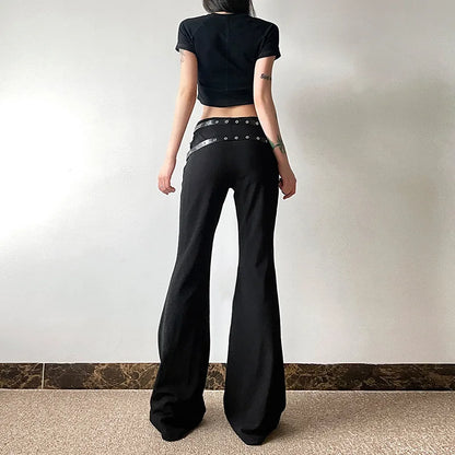 Goth Dark Harajuku High Waist Flare Pants Punk Decor Pants