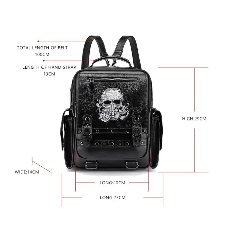 Goth Style Large Capacity Skull Multi-function Unisex Waterproof Backpack Bag