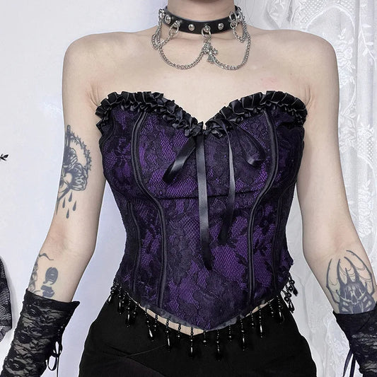 Gothic Spaghetti Strap Corset Punk Grunge Sexy Halloween Clothing Crop Top